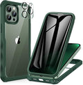 CENHUFO for iPhone 13 Pro Case, Privacy Phone Cover with Built-in Anti Peep Tempered Glass Privacy Screen Protector and Camera Protective, Full Body Shockproof Anti Spy Clear Double Bumper - Green