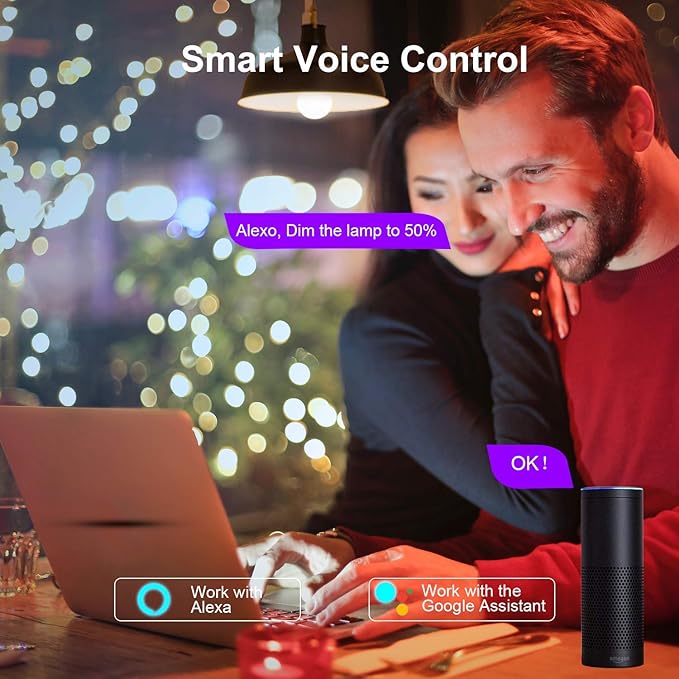 Boxlood Smart Light Bulb Works with Alexa Echo Google Home Siri, RGB Color Changing WiFi Light Bulbs, No Hub Required, Warm White to Cool White, Dimming & Timing, APP & Voice Control,7W A19 E26 6Pack