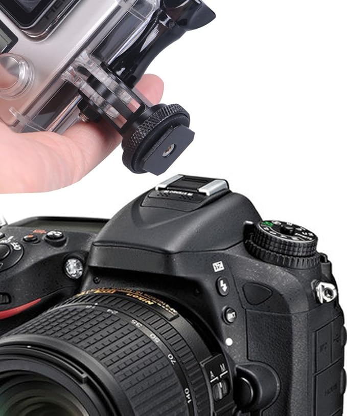 Smatree Full Aluminum Tripod Screw to DSLR Camera Flash Cold Shoe Mount Adapter Compatible for Gopro Hero 13/12/11/10/MAX/9/8/7/6/DJI OSMO Action 5 pro, Aluminum Shoe Mount Adapter