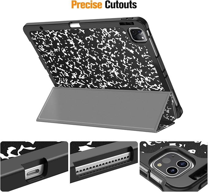 Fintie Case for iPad Pro 12.9-inch 6th Generation 2022, [Built-in Pencil Holder] Slim Soft TPU Protective Cover with Auto Wake/Sleep, Also Fit iPad Pro 12.9" 5th & 4th & 3rd Gen, Composition Book