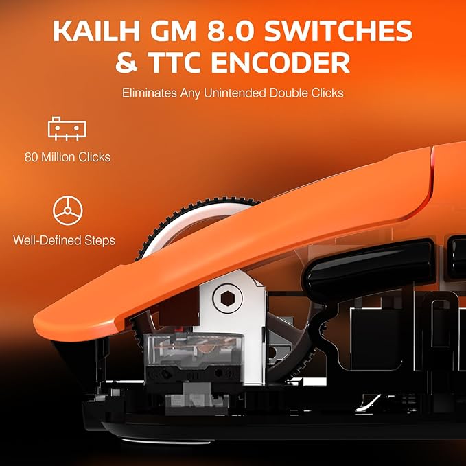 ATTACK SHARK X3 Wireless Gaming Mouse, 49g Ergonomic Computer Mouse, Triple Modes PAW3395 26K DPI Optical Sensor, 200h Battery Life, Programmable Buttons, Gaming Accessories for PC/Laptop/Mac(Orange)