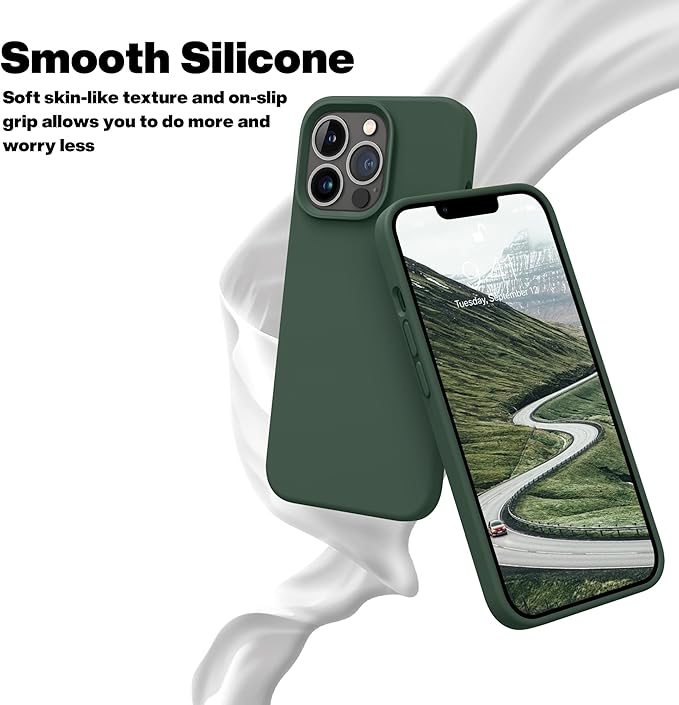 OTOFLY Designed for iPhone 13 Pro Max Case, Silicone Shockproof Slim Thin Phone Case for iPhone 13 Pro Max 6.7 inch (Forest Green)