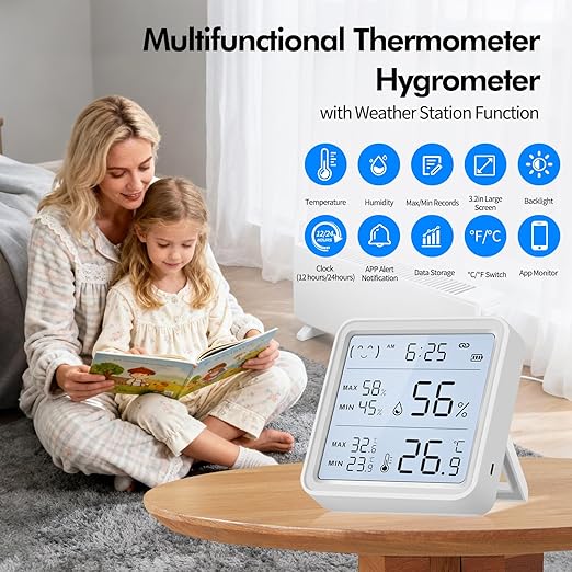 eMylo WiFi Thermometer Hygrometer, IP65 Indoor Smart Temperature Humidity Monitor with 3 Outdoor Wireless Sensors Kit