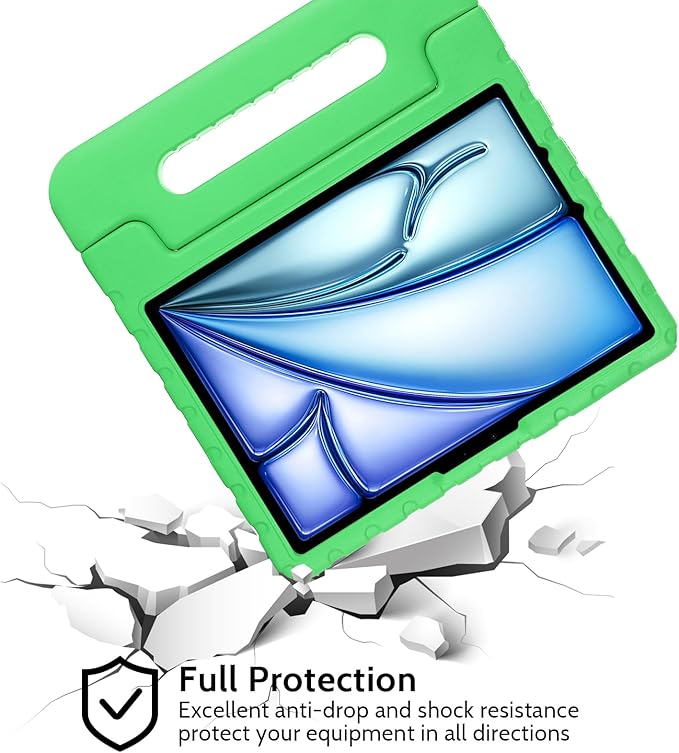 Dteck Kids Case for iPad Air 11" M2 2024, iPad Pro 11" Case 2024, Lightweight Shockproof Rugged EVA Kids Friendly Handle Kickstand Child Proof Protective Case with Pencil Holder, Green