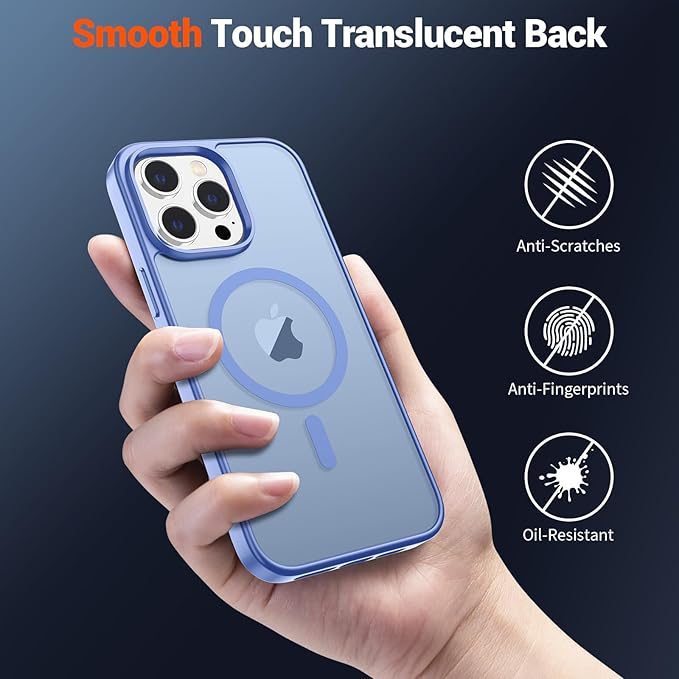 SUPFINE Magnetic for iPhone 14 Pro Max Case (Compatible with MagSafe) (Military Grade Drop Protection) Slim Translucent Matte Shockproof with Anti-Fingerprint Phone Case,Blue Purple