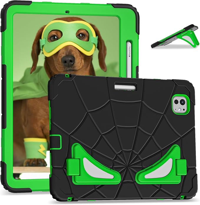 AKABEILA Compatible with Apple iPad Pro 11(2024) 11 inch Tablet Case，Lightweight Shockproof Rugged Protective Cover with Kickstand for Kids Children Boys Babies Dark Green