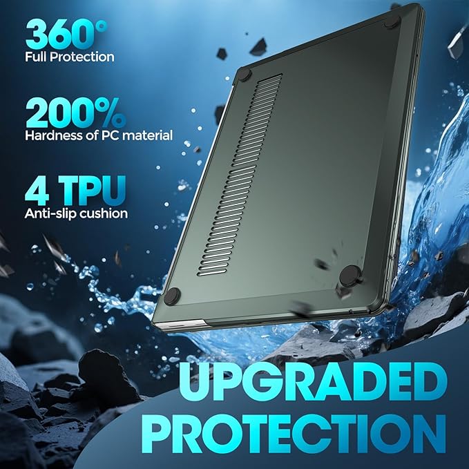 ProCase Protective Case for 15 Inch Microsoft Surface Laptop 7 2024 Release, Hard Shell Transparent Cover with Durable and Lightweight Design -Mgreen