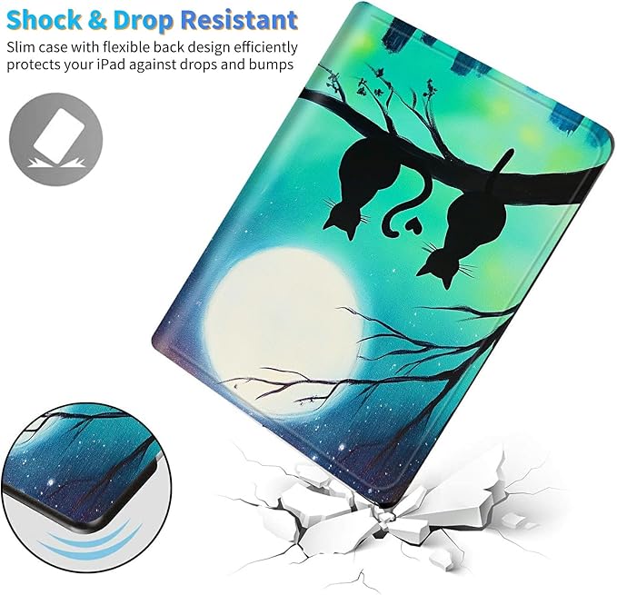 for Amazon Kindle Fire 7 (9th/7th/5th Generation, 2019/2017/2015 Release) 7" Tablet Case, Slim Kickstand Stand Leather Smart Cover with Auto Wake/Sleep, Sunflower Black Cat