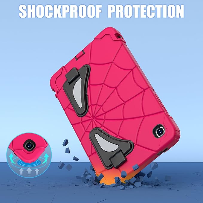 AKABEILA Compatible with Samsung Galaxy Tab A7 Lite 8.7 inch T225/T220(2021) Tablet Case，Lightweight Shockproof Rugged Protective Cover with Kickstand for Kids Children Boys Babies Strawberry Black