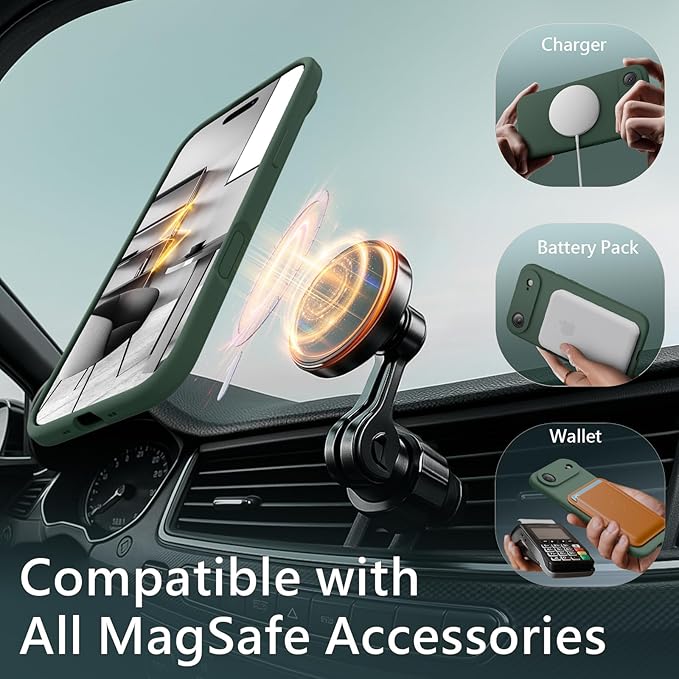 FireNova Magnetic for iPhone Air Case, Compatible with MagSafe, [Integrated Silicone Camera Control Button] [Camera Protection] Microfiber Lining Phone Case for iPhone 17 Air, 6.5", Alpine Green