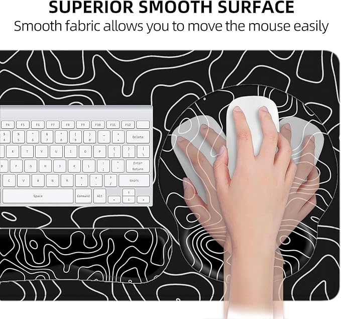 LATEEFAH Mouse Pad with Wrist Rest, Large Mouse Pad, Ergonomic Gaming Desk Pad Keyboard Wrist Rest Set, 4-in-1 Desk Mat Keyboard Mat for Home, Office