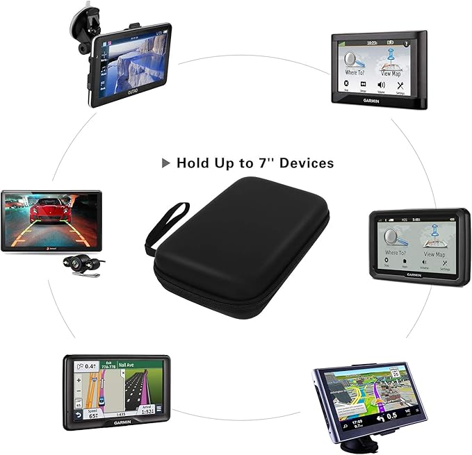 MoKo 7-Inch GPS Carrying Case, Portable Shockproof EVA Hard Shell Protective Pouch Travel Storage Bag for Car GPS Navigator Garmin/Tomtom/Magellan Devices with 7" Display - Black