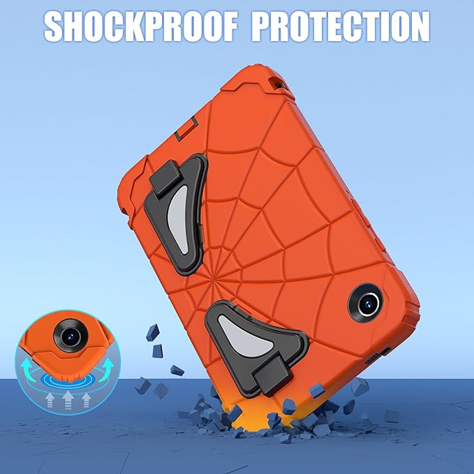 AKABEILA Compatible with Samsung Galaxy Tab A9 8.7 inch(SM-X115N)(2023) Tablet Case，Lightweight Shockproof Rugged Protective Cover with Kickstand for Kids Children Boys Babies Orange Black