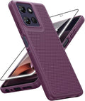 FNTCASE for Moto G-Power 2026 Case: Motorola Moto G Power 2025 Case 14FT Military Grade Drop Protection with Screen Protector Shockproof Anti-Slip Sweat-Resistant Matte TPU Daily Cover (Burgundy)