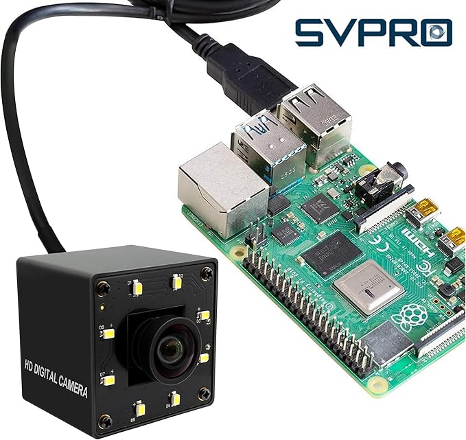 SVPRO 12MP USB Camera with Light, 4K Webcam 30fps / 1080P 120fps High Speed, IMX577 Sensor Low Light, USB Plug and Play for Lightburn, PC/Laptop, Comptible with Windows/MacOS/Linux/Android