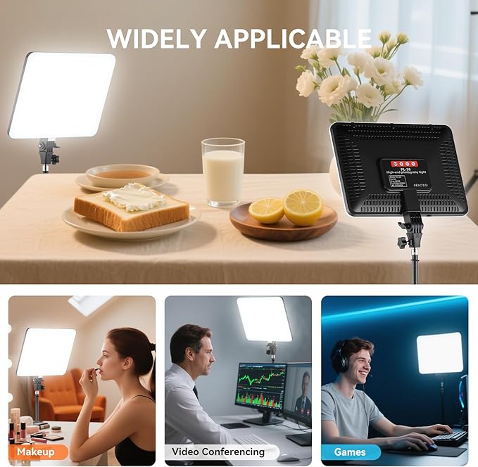 2-Pack LED Video Light Kit, 14" Studio Light with 75'' Tripod Stand & Phone Holder, 2700-6500k Dimmable Photography Lighting Kit, Podcast Lighting for Video Recording, Streaming, YouTube, Tiktok
