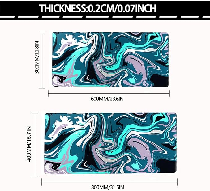 Rcege Large Mouse Pad for Desk - Gaming Mouse Pad with Stitched Edges, Anti-Slip Base for Keyboard and Mouse(Abstract Green, 23.6L x 11.8W inches)
