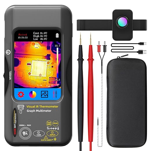BSIDE Thermal Imaging Camera Multimeter with Macro Lens, 320x320 IR Resolution with 15 Thermal Palettes, 20000 Counts with 3.98" Touch LCD, Measures Cap, AC Clamp, Temp Diode for Electrical Electronic