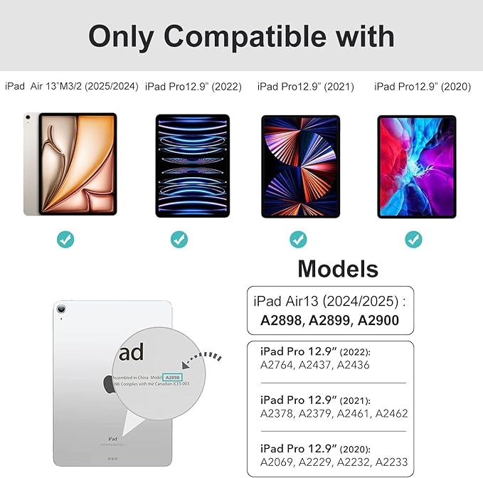 case for iPad Air 13inch M4/M2/3 2024/2025/2026,for iPad Pro 12.9 Case 2022(6th Generation) with Pencil Holder,Trifold Stand with Clear Shell for iPad case Air13 Transparent,Creamy White