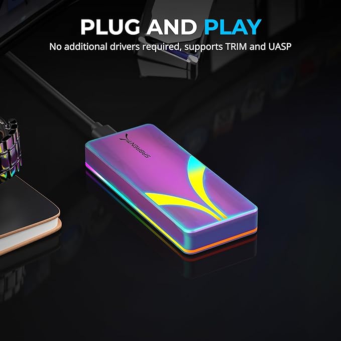SABRENT Rocket RGB USB C 20Gbps M.2 SATA/NVMe SSD Enclosure - Special Edition (EC-RGBC)