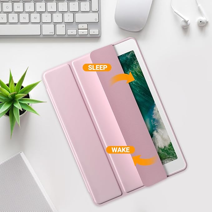 ProCase Smart Case for 10.5” iPad Air 3rd Generation 2019 / iPad Pro 2017, Slim Stand Cover with Pencil Holder Soft TPU Back for Air 3 -Light Pink