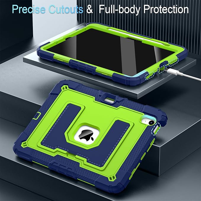 for iPad Air 11 Inch M4 (2026) /M3 (2025) /M2 (2024) iPad Air 5th/4th Generation Case 10.9 Inch (2022/2020),Military Grade Shockproof iPad Case Air 11 Inch with Pencil Holder, Navy Green