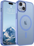 SUPFINE Magnetic for iPhone 15 Case (Compatible with MagSafe) (Military Grade Drop Protection) Slim Translucent Matte Shockproof with Anti-Fingerprint Phone Case, Blue Purple