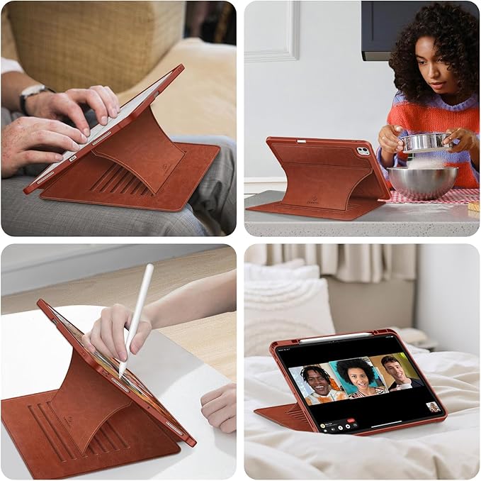 Fintie Magnetic Stand Case for iPad Pro 13-inch (M5) 2025 / (M4) 2024 - Multiple Angles Shockproof Rugged Soft TPU Cover with Pencil Holder, Auto Sleep/Wake, Brown