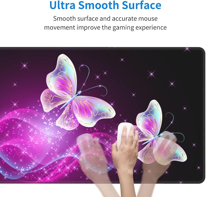 Butterfly Mouse Pad XL Large Mousepad Non Slip Rubber Base Desk Mat for Laptop Computer Gaming 31.5" X 12"