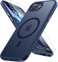 Miracase for iPhone 16e case & iPhone 17e Case for MagSafe [with 2×9H+ Screen Protectors] TOP Military-Grade Protection Shockproof with Velvet Touch for iPhone 16e/17e Phone Case 6.1", Dark Blue