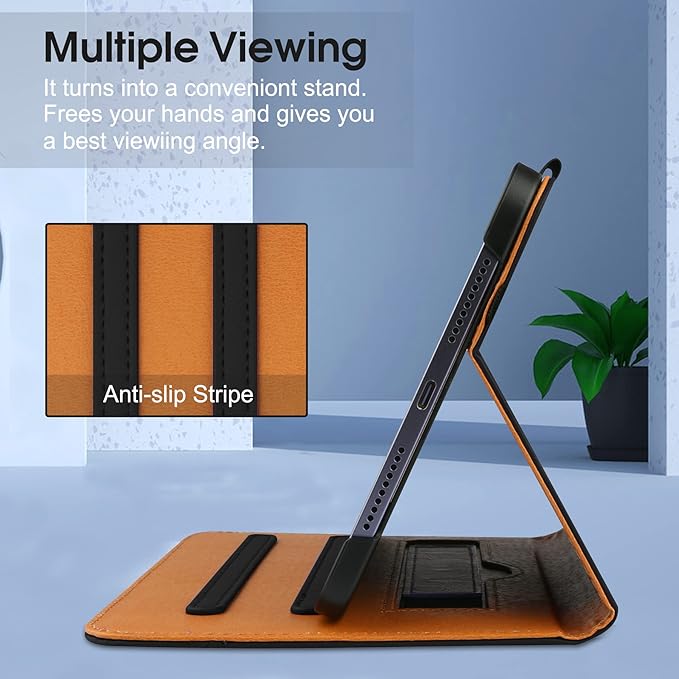 iPad mini 7 Case (A17 Pro) 2024, iPad mini 6 Case 2021, iPad mini 7th/6th Generation Case 8.3 Inch,Premium PU Leather Folio Stand Cover with Pencil Holder and Multi-Viewing Angles（Black）