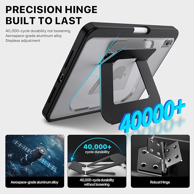 iPad mini Case for A17 Pro/6th Gen, Dual Kickstand Protective Cover with Apple Pencil Holder for 8.3” iPad mini (Black)