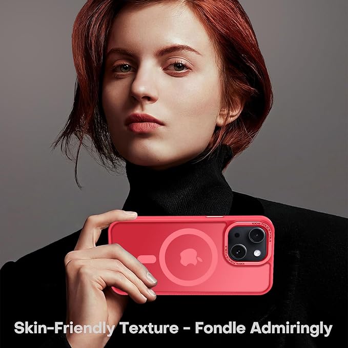 Newfuture Magnetic for iPhone 15 Case [Compatible with Magsafe] [Military Grade Drop Protection] Translucent Matte Anti-Fingerprint Shockproof Phone Case for iPhone 15 6.1 inch, Red