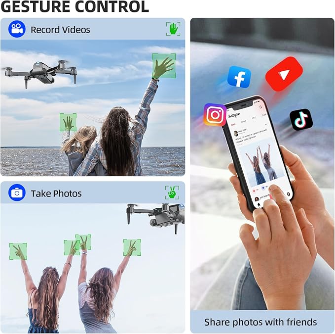Drone with Camera for Adults Beginners Kids, Fun 1080P Foldable Mini Drone for Exciting Indoor Outdoor Play, RC Quadcopter with 2 Batteries, One Key Start, Easy to Fly, Altitude Hold, 3D Flips