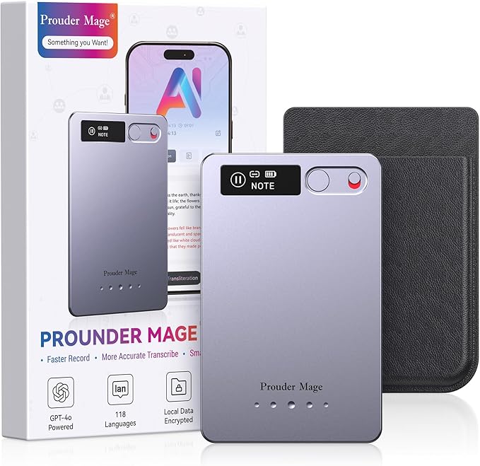 AI Voice Recorder (2026 Upgraded) – Fast & Accurate Transcribe with Multi-Mode AI Summarize, Support 118 Languages, APP Control – 64GB Digital Note Taking Device for Lectures, Meetings, Calls (Onyx)