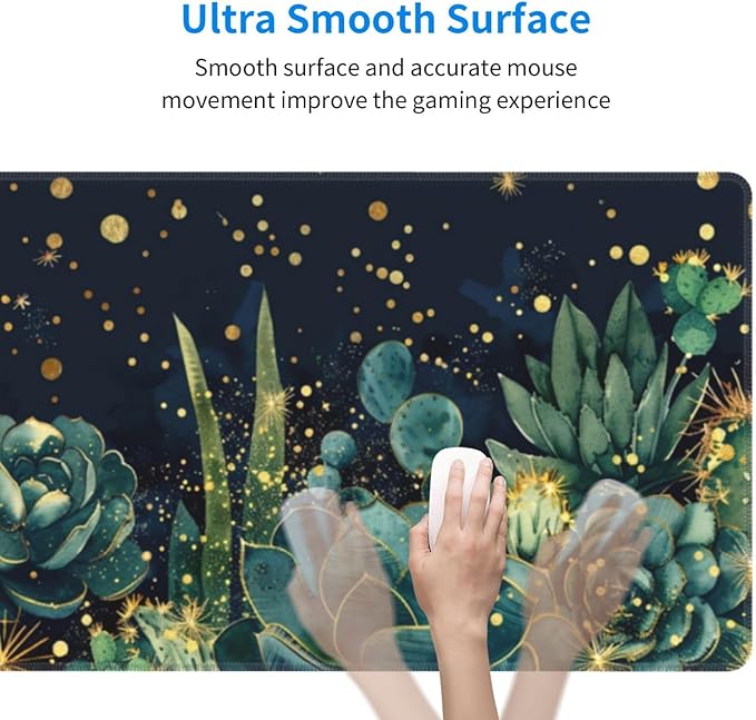 Mouse Pad Gaming - Large Mouse Pad for Desk with Waterproof Surface & Durable Design Desk Mat for Desktop & Office Accessories (Stellar Succulents)