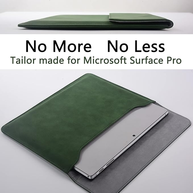 Surface Pro 11th/10/9/8/7/6/5/4/Pro X Sleeve case, for Microsoft 12-12.3-13 Inch Tablet Waterproof Ultrathin Carrying Cover(Green)