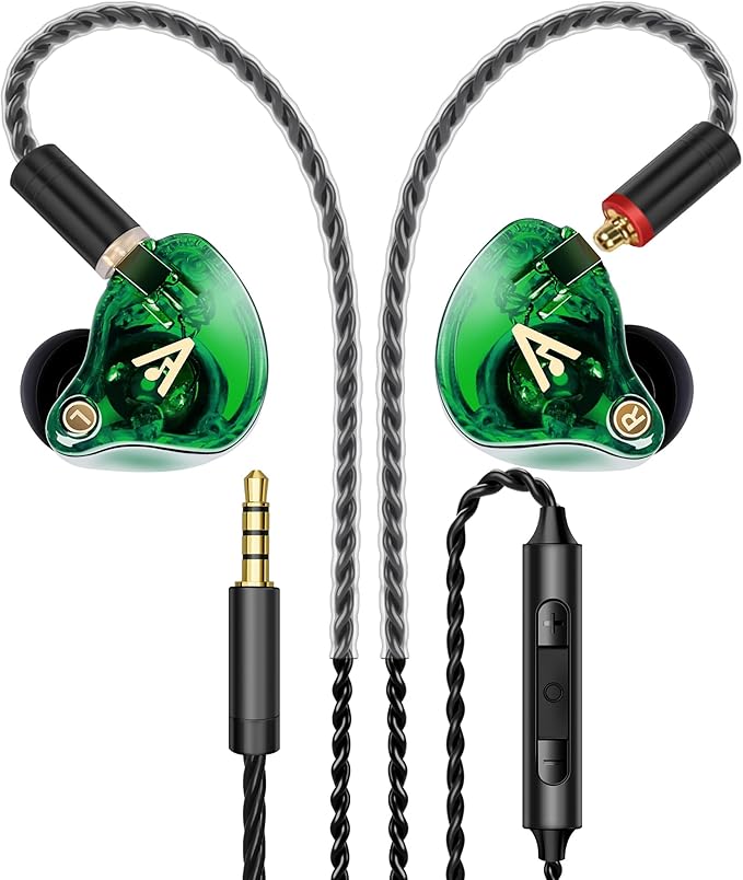 Vibes 202M Wired Earbuds - HiFi in Ear Monitor Headphones - Noise Isolating Ear Buds w/ Mic - Clear Sound, Deep Bass & Comfort-Fit Gaming Earphones - MMCX to 3.5mm & Silver Plated Cord, Carrying Case