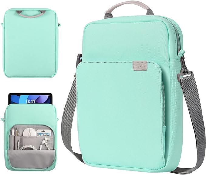 TiMOVO 9-11 Inch Tablet Sleeve Bag with Shoulder Strap for iPad 11-inch A16 2025, iPad 10th Gen. 10.9"/10.2", Galaxy Tab A9+/A11Plus 11", Mint Green