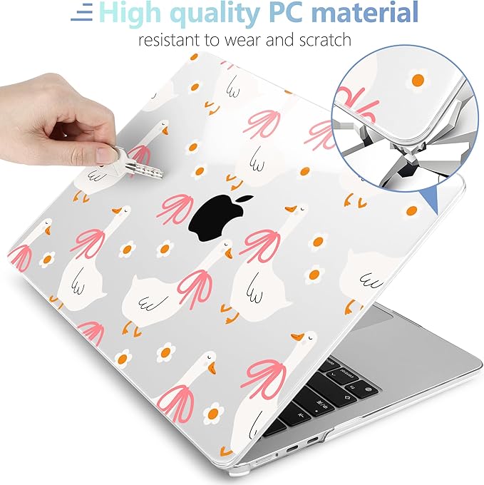 MEEgoodo Case for M5/M4/M3/M2 MacBook Air 15 inch Case 2026 2025 2024 2023, Laptop Shell Fit Model (A3448/A3241/A3114/A2941) for MacBook Air 15.3-inch, Goose Farm & Bows