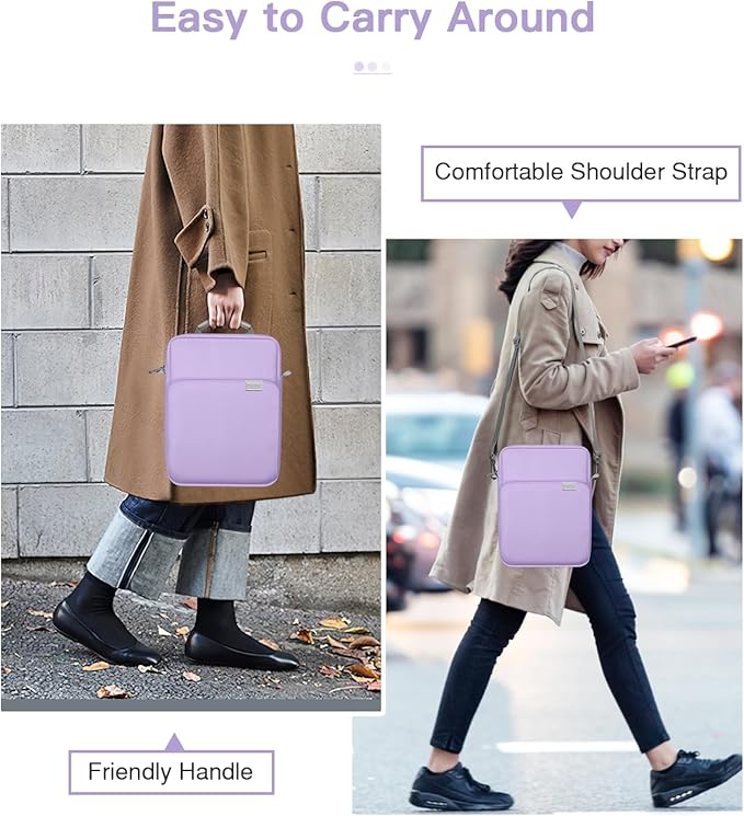 MoKo 9-11 Inch Tablet Sleeve Bag Handle Carrying Case with Shoulder Strap Fits iPad Pro/Air/A16 11 inch,iPad 10th 10.9,i-Pad 9/8/7th 10.2,iPadAir 5/4th 10.9,i-Pad 9.7,Tab S8/S9 11", Purple