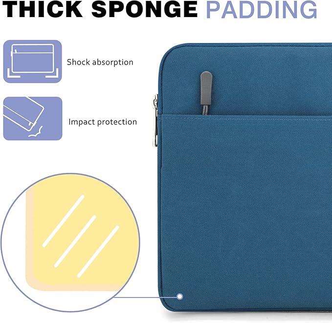 MoKo 9-11 Inch Tablet Sleeve Bag Carrying Case Fits New 11 inch iPad Air M3, iPad A16 2025, iPad Pro 11 M4/Air M2, iPad Air 5/4/3th, iPad 10/9/8/7th, Peacock Blue