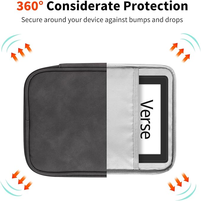 HoYiXi Universal Sleeve Bag for 6",6.8",7" Kindle Paperwhite/Colorsoft 2024-2012 Compatible with 6"-6.8" All-New Kindle/Kobo/Tolino/Sony,6" EReader with Anti-Drop Protective Cover,Grey