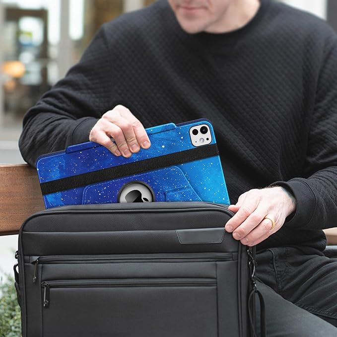 Fintie Rotating Case for iPad Pro 13-inch (M5) 2025 / (M4) 2024 with Pencil Holder - 360 Degree Swiveling Protective Stand Cover with Auto Wake/Sleep, Starry Sky