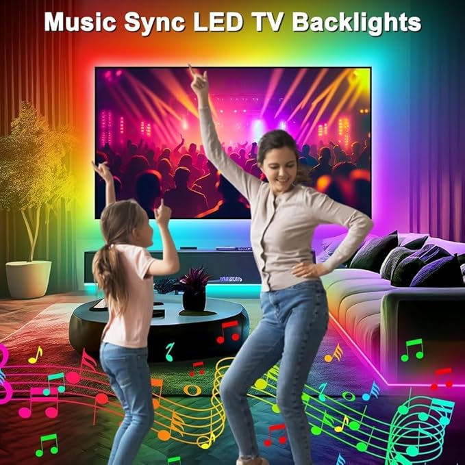 PSTAR LED Lights for TV,6.56ft Music Sync RGB Backlight with Remote & App Control, USB Powered for 32-40 Inch TVs, Gaming Monitors, PC, Bedroom