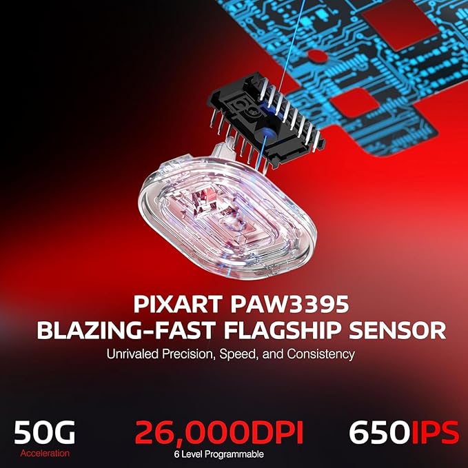 ATTACK SHARK X3 Wireless Gaming Mouse, 49g Bluetooth/2.4G/USB-C Ergonomic Computer Mouse, PAW3395 26K DPI Sensor, 200h Battery Life, Programmable Buttons Griptape, Gaming Accessories for PC/Laptop/Mac