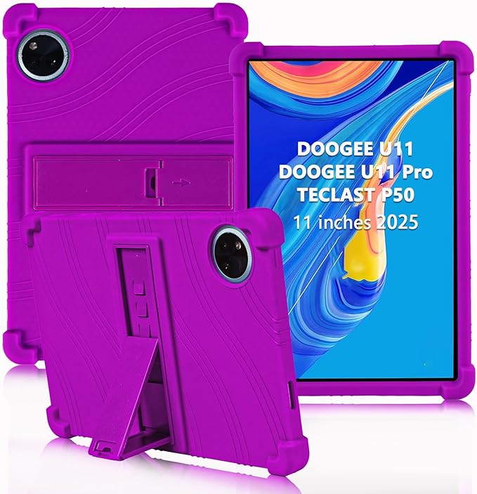 ATOOZ for DOOGEE U11 Case 11 Inch,Soft Silicone Kids Case for DOOGEE U11 Pro Tablet 2025/Teclast P50 Tablet with Stand (Purple)