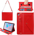 Handbag Case for iPad 10.2" (2019-2021) & iPad Pro/Air 10.5", Techcircle Folio Stand iPad Crossbody Wallet Case with Pencil Holder & Envelope Pocket, Hand Strap+Shoulder Strap Protective Cover, Red