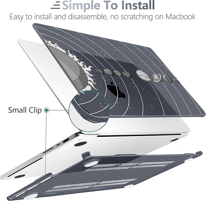 Batianda Case for New MacBook Pro 14 Inch M5 (2025 2026) & 2024 2023 Release [Model A3434 / A3112] - Ultra Slim 1.2mm Glossy Hard Shell Protective Skin Keyboard Cover 4-in-1 Bundle, Solar System Grey