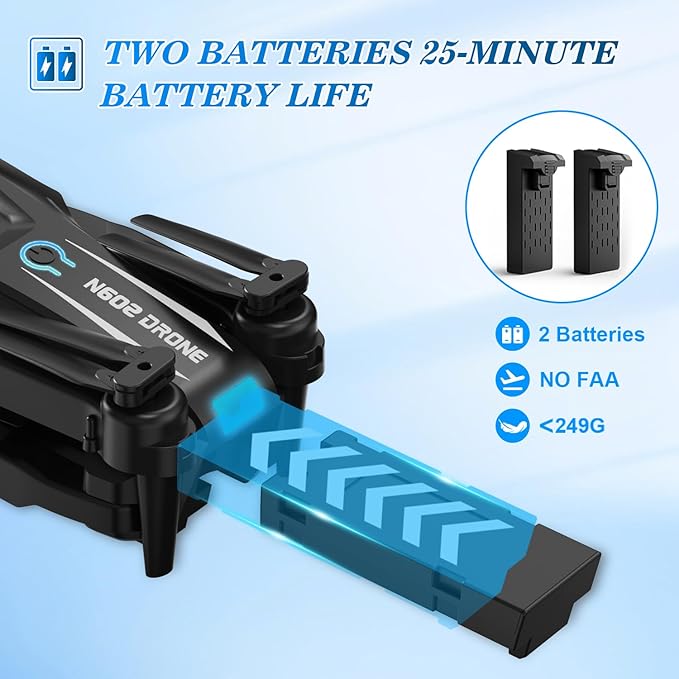 Drone with Camera 1080P HD, Mini Drone for Beginners Kids Adults, RC Quadcopter with 2 Batteries, Carrying Case, Stable Hover, Trajectory Flight, Gravity Control, One Key Take Off/Land, Black